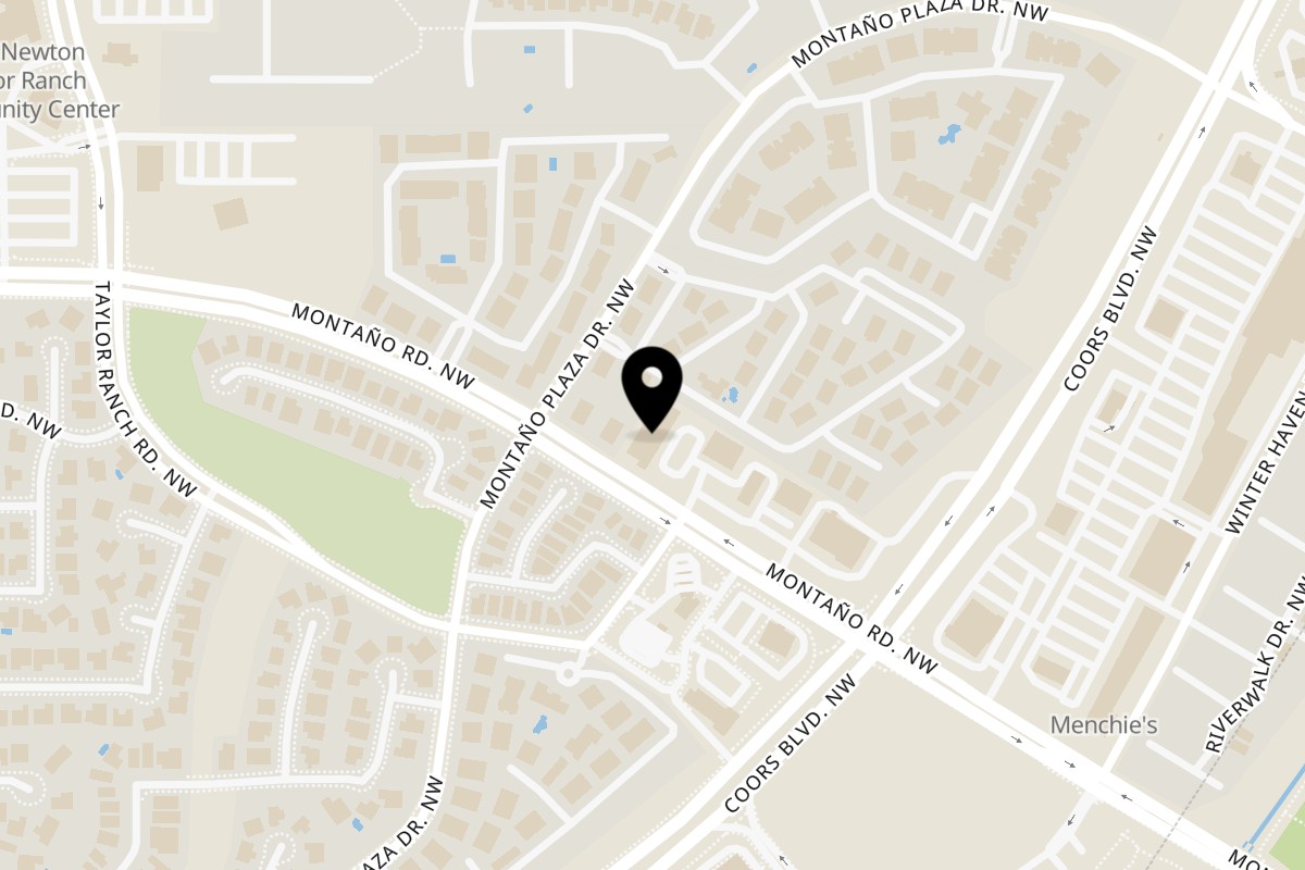 Map showing the location of Spinn's Burger & Beer on 4411 Montaño Rd NW in Albuquerque